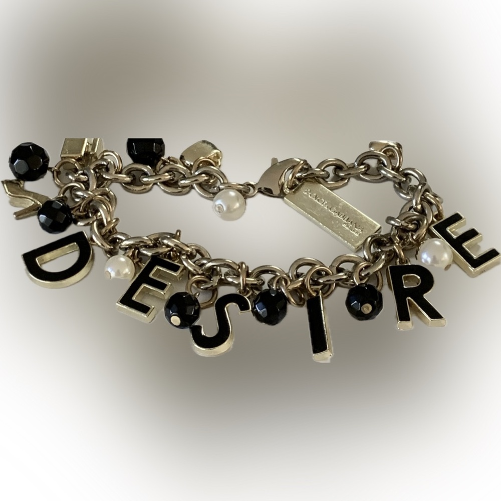 DOLCE & GABBANA Gold and Black Charm Bracelet